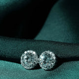 Round with Halo Solitaire Earrings