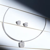 Crystalline Lattice Pendant with Earrings Set