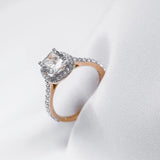 Cushion with Halo Solitaire Ring